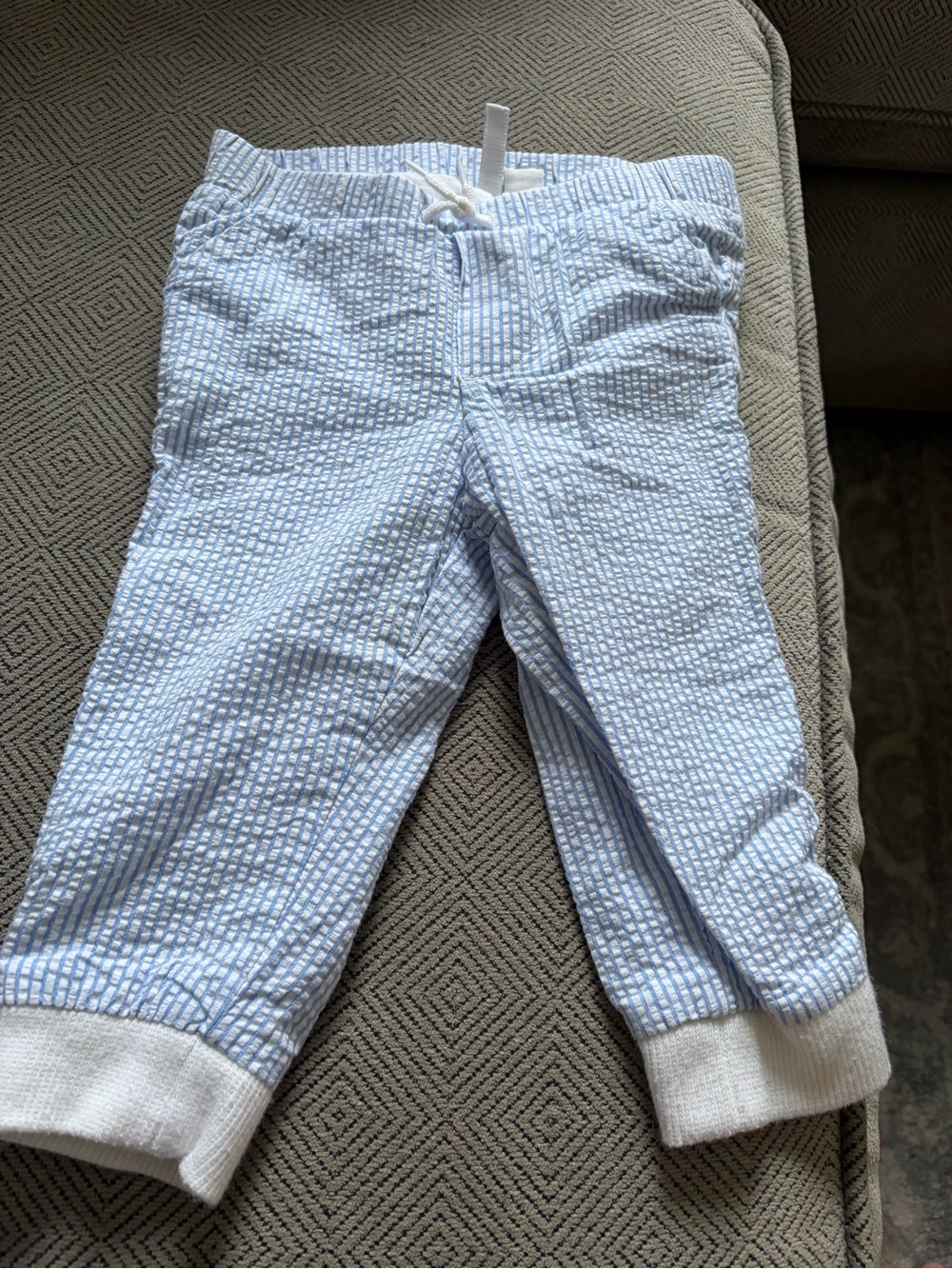 Janie and Jack Light Blue and White Seersucker pants